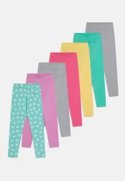 Friboo 7 Pack - Leggings - Pantaloni - Multi-Coloured/Yellow/Purple