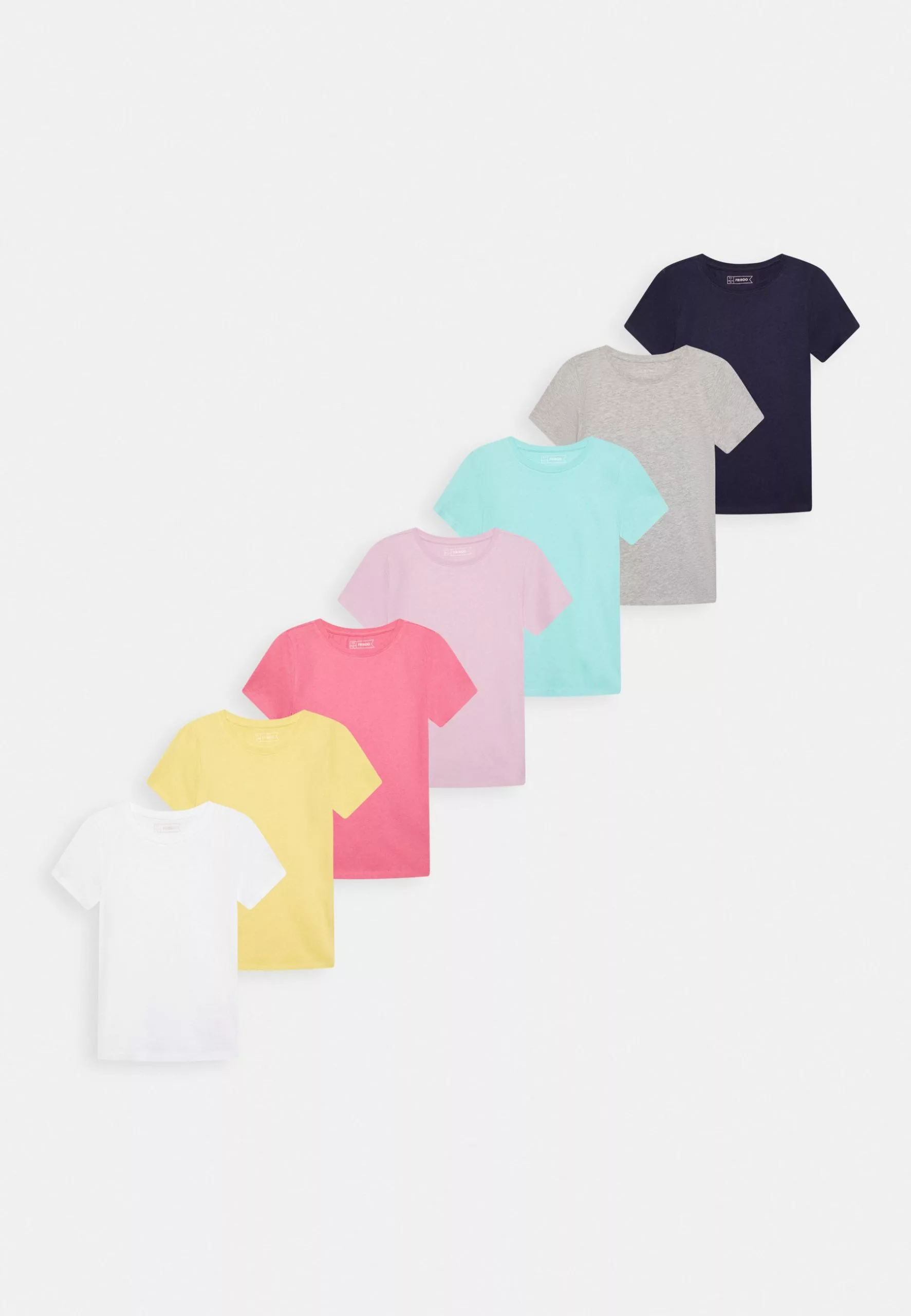 Friboo Girl Basic Tee 7 Pack - Tricou Basic - Multi Coloured /Dark Blue /Grey